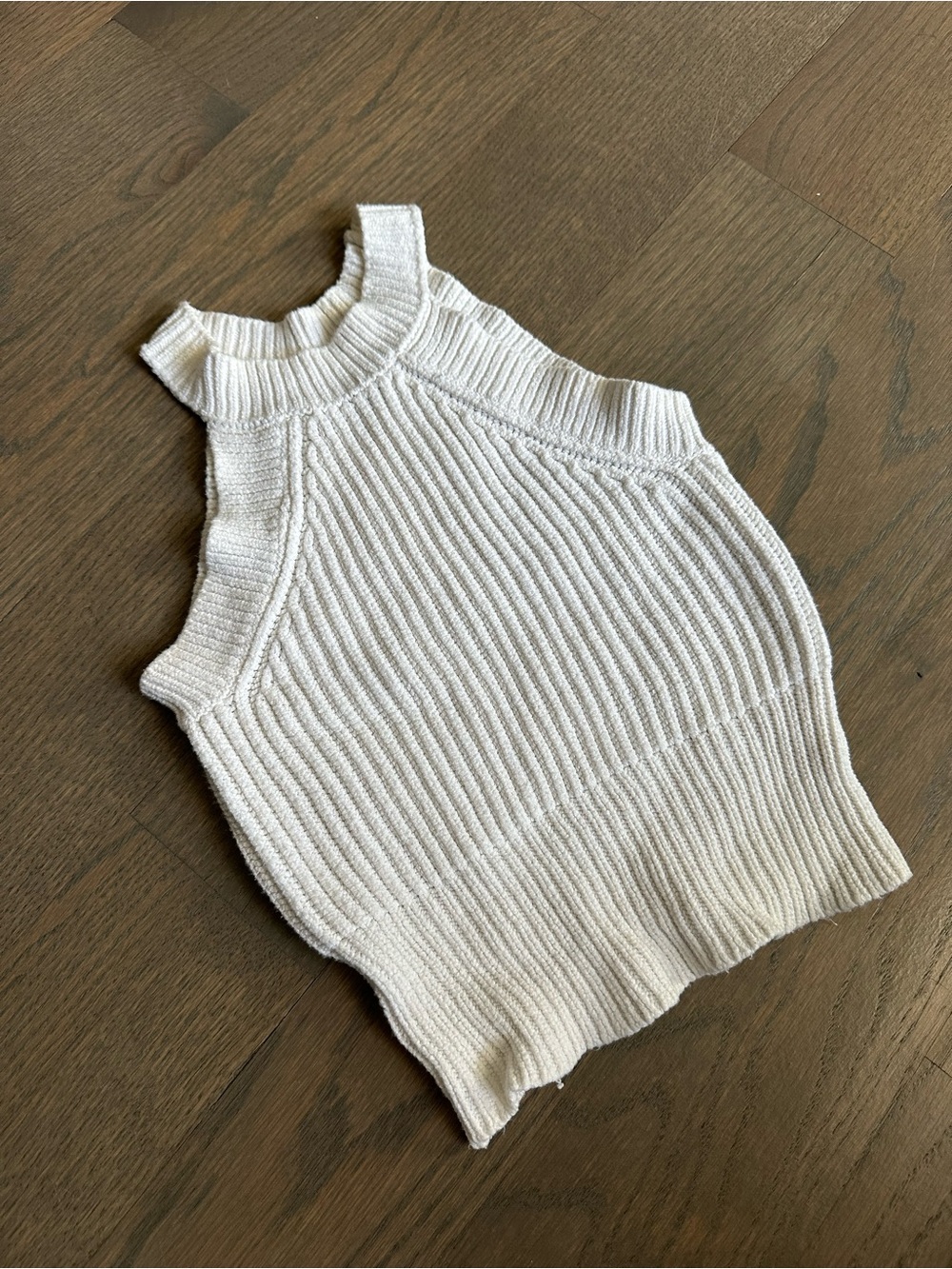 White Brandy Melville sweater top Ribbed Halter Knit Tank - Cream